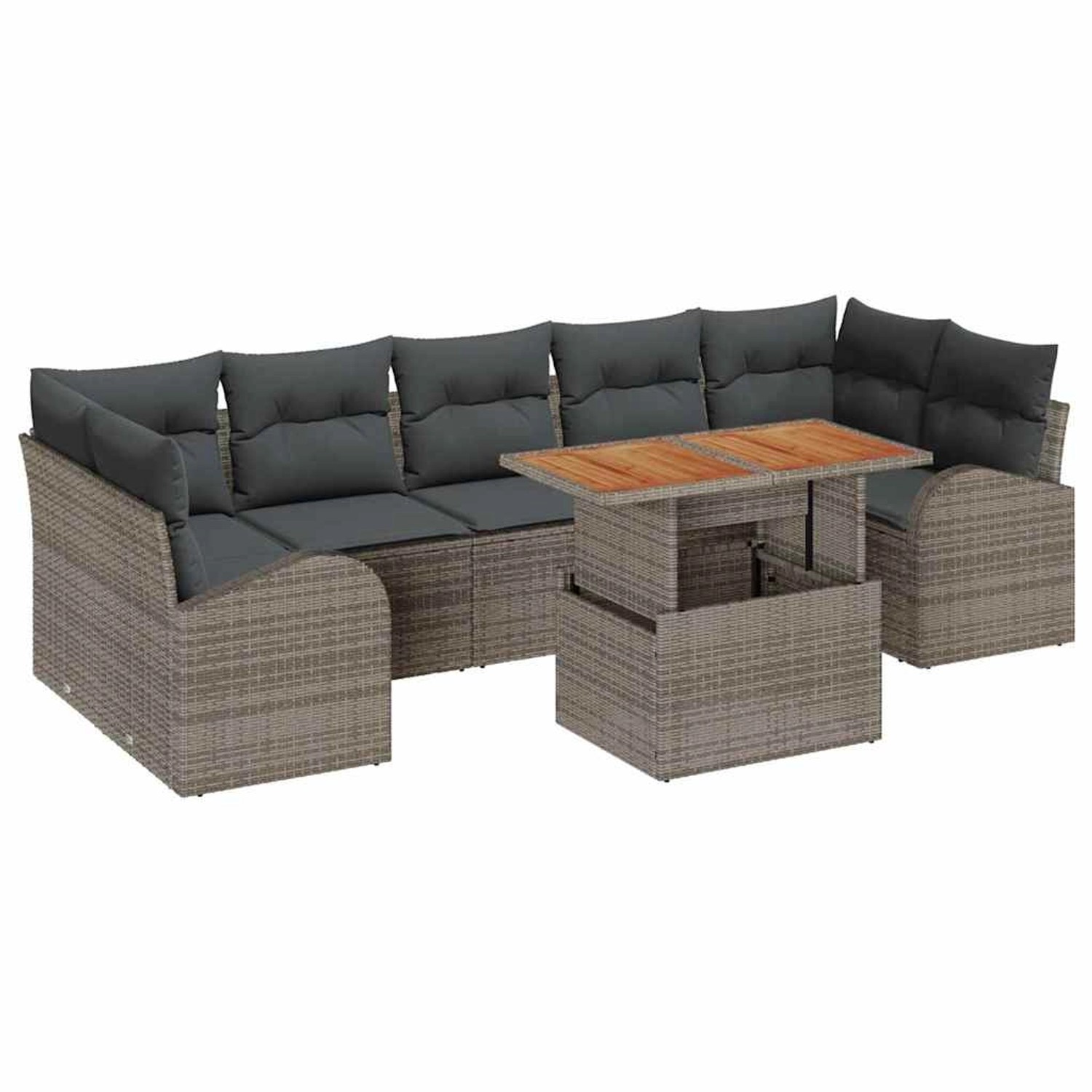 vidaXL Garten-Sofa-Set mit Speicher 8-Tlg Grau Poly Rattan 3358288 günstig online kaufen