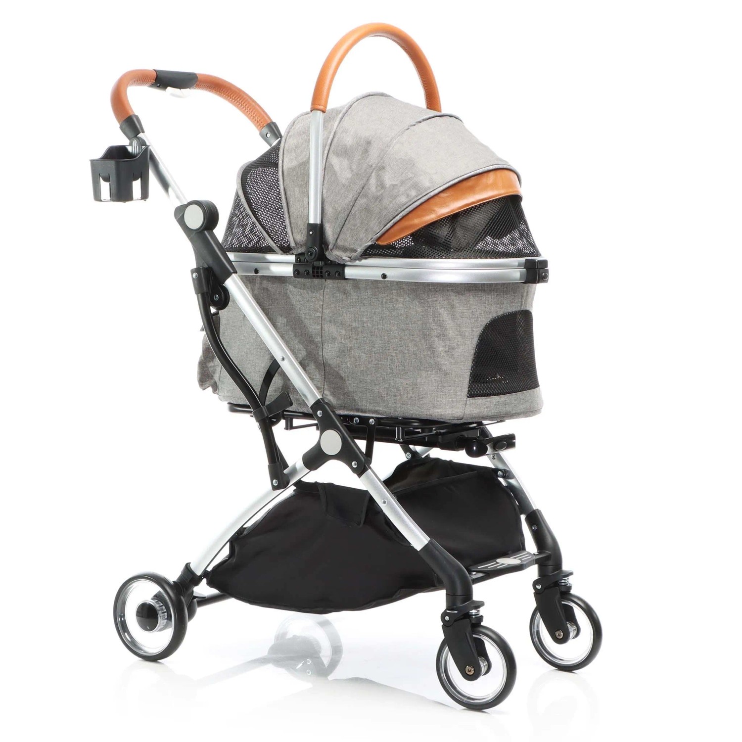 Fudajo 2In1 Hundewagen Faltbar Hundebuggy Ablage Grau Haustierwagen Katze