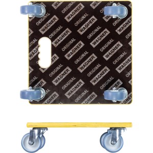 Wagner Transporthilfe 1340 mit 300 kg Tragkraft, Multiplex-Holz und vier Rollen.