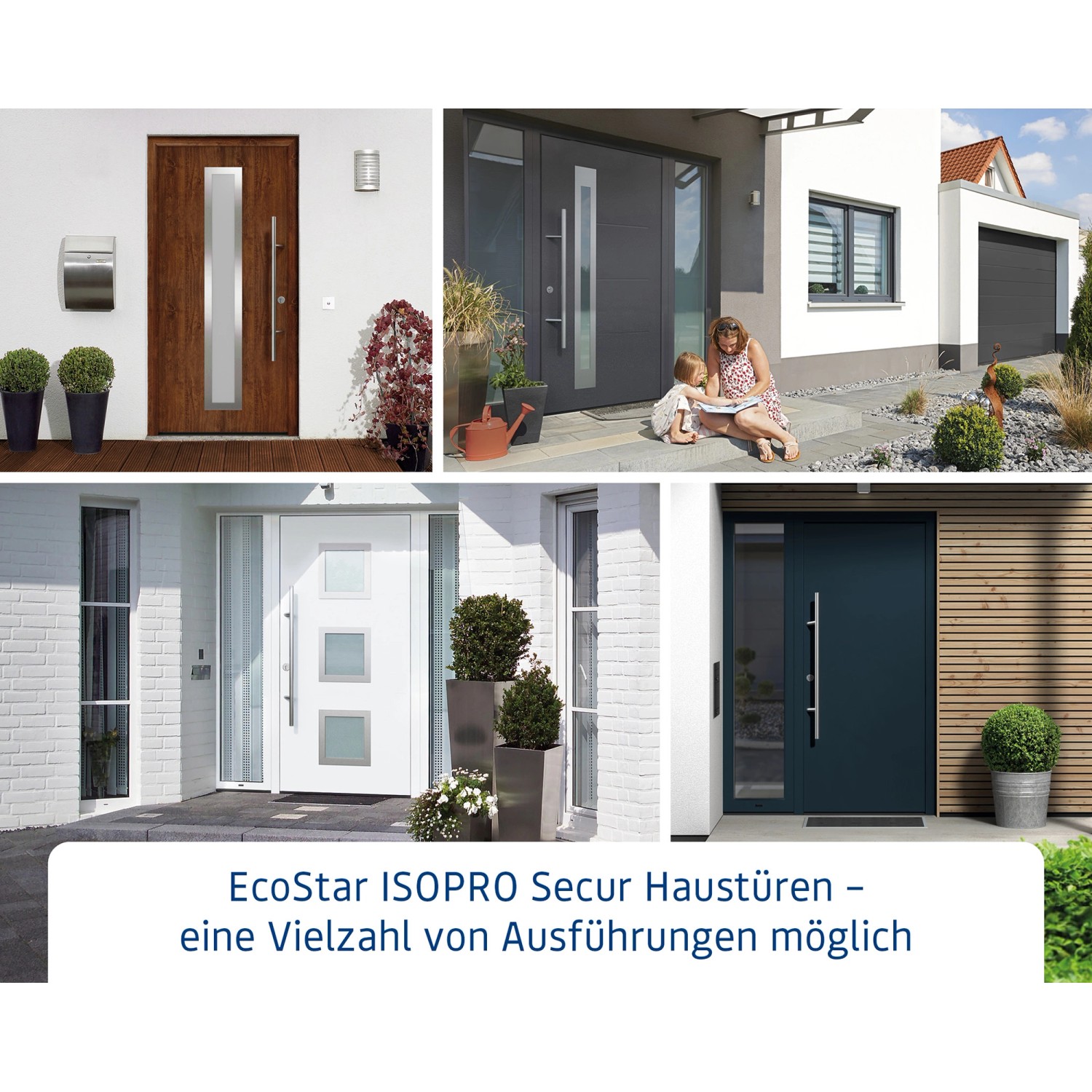 EcoStar Isopro Secur Haustüren: Verschiedene Designs und Farben für sicheren Hauseingang.