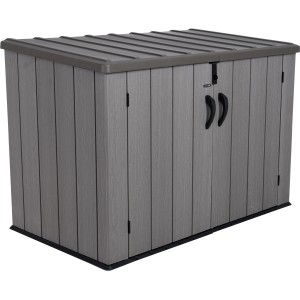Graue Lifetime Gerätebox aus Kunststoff, 108x191x132 cm, ideal als Mülltonnenbox.