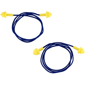 Gelbe LUX Mehrweg-Gehörschutzstöpsel mit blauem Sicherheitsband, 4 Stück