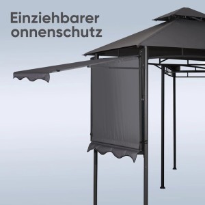 Sekey Grillpavillon 356x150 cm Wasserdicht Winterfest mit Markise und Ablage