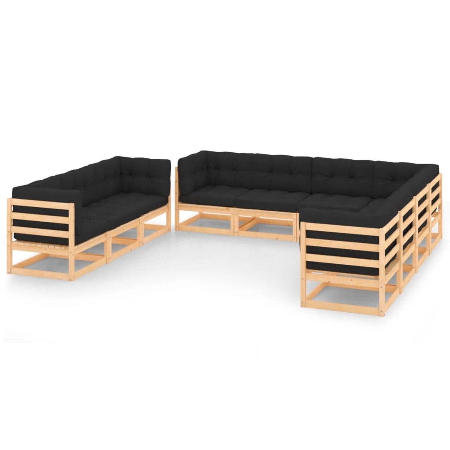 10-tlg. Garten-lounge-set Mit Kissen Massivholz Kiefer günstig online kaufen