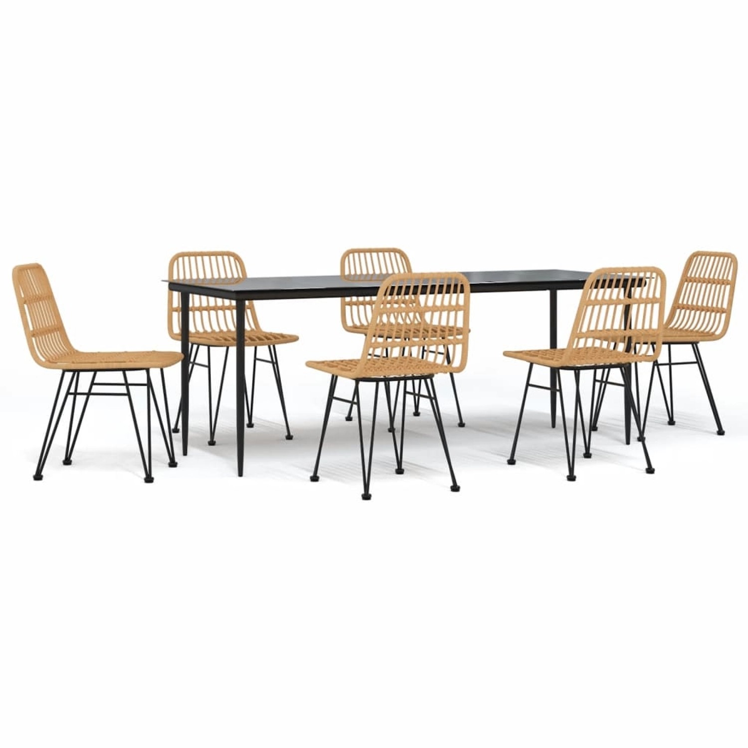 vidaXL 7-Tlg Garten-Essgruppe Poly Rattan 3157878