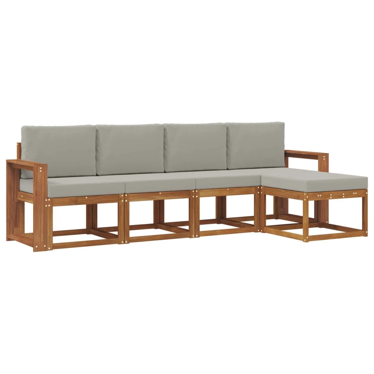 vidaXL Outdoor-Sofagarnitur mit Kissen 5 Stk Natur und Hellgrau 3366259