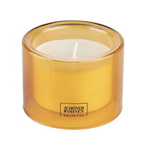 Schöner Wohnen Duftkerze M Vanilla im orangenen Glas, Ø 9,5 cm.