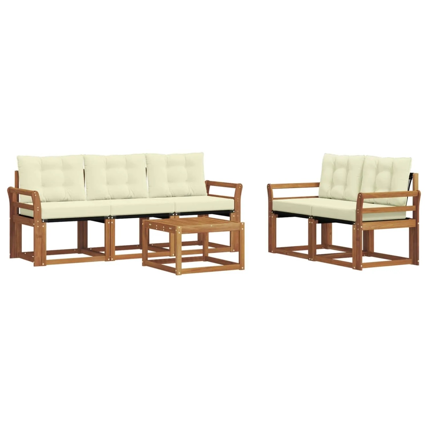 vidaXL Outdoor-Sofagarnitur mit Kissen 6-Tlg Natur und Creme 3368401