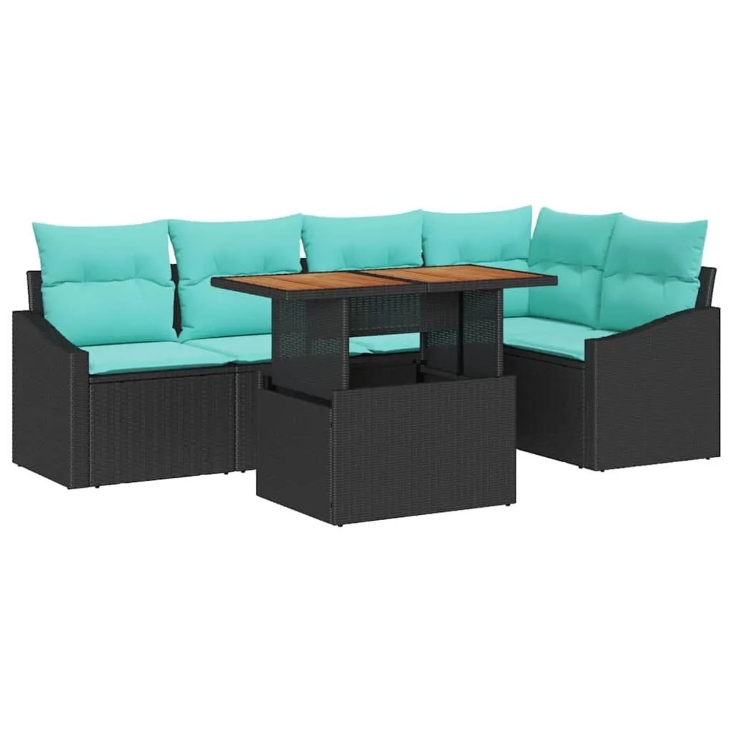 vidaXL Garten Essgruppe mit Kissen 6-Tlg Schwarz und Teal 3349843