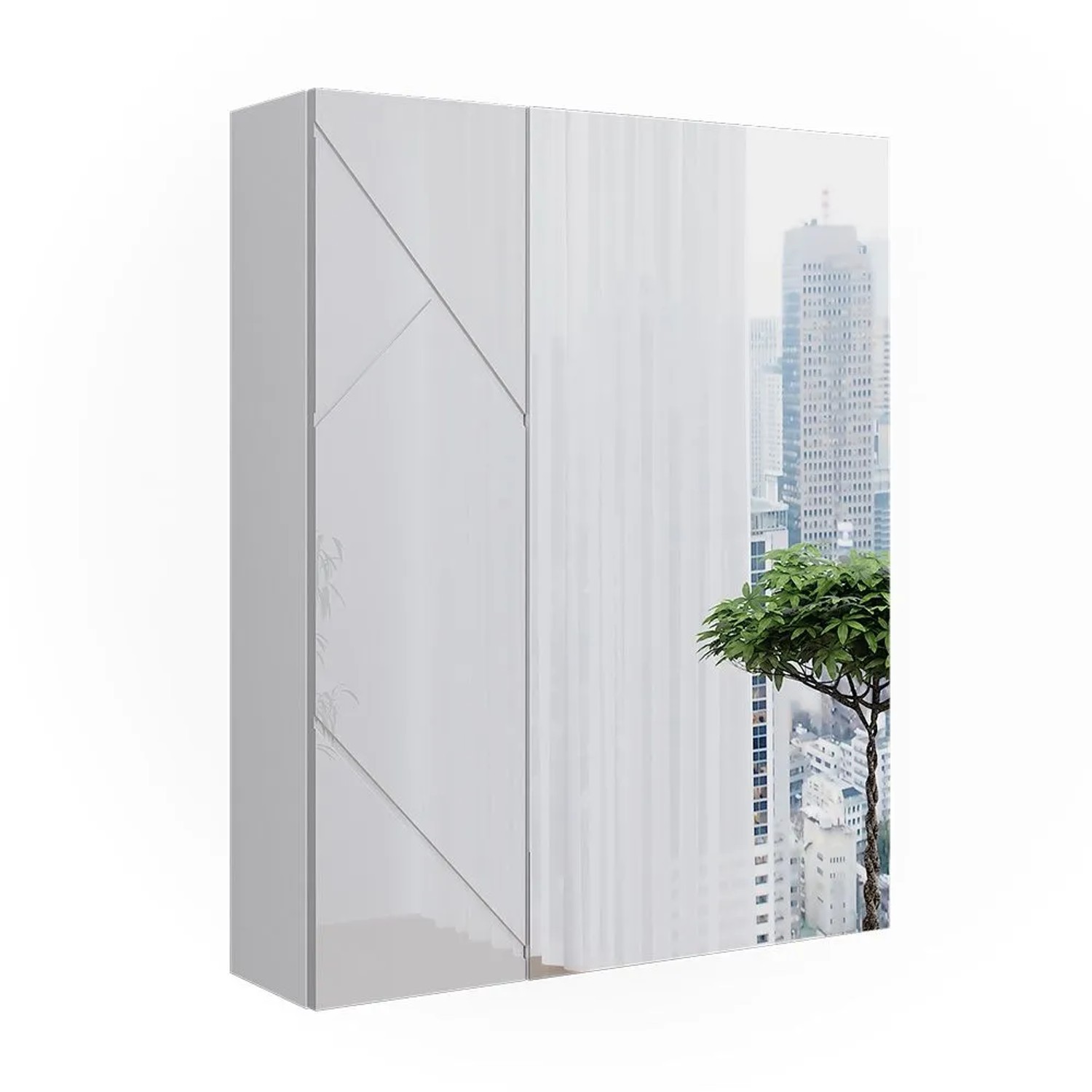 Vicco Badspiegelschrank Irma Weiß Weiß Hochglanz 60 x 75