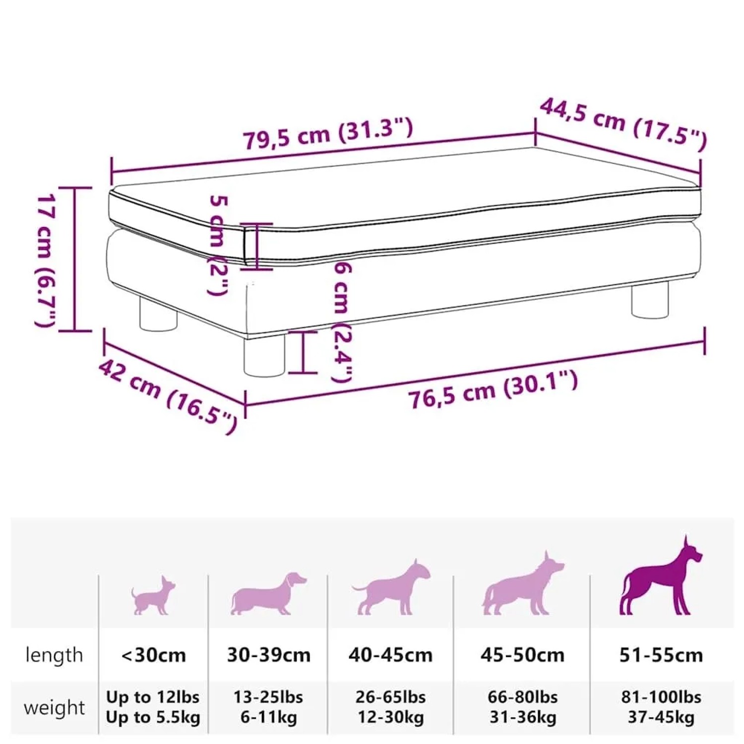 vidaXL Hundebett mit Verlängerung Cappuccino 100x50x30 cm Kunstleder 172030_10