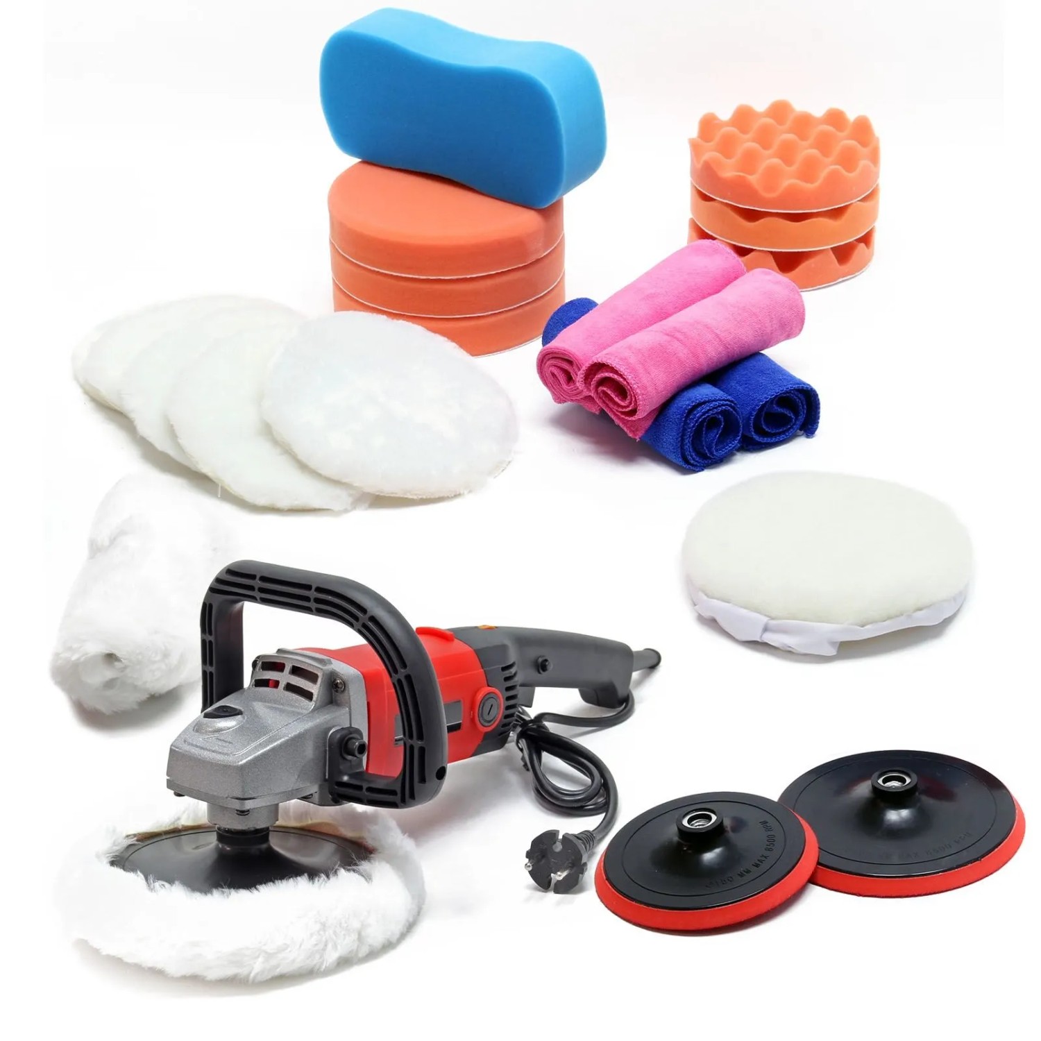 Xpotool Wiltec Poliermaschine Set 21Tlg. 1200W Bis 3000U/Min 6-Stufig Autopoliergerät