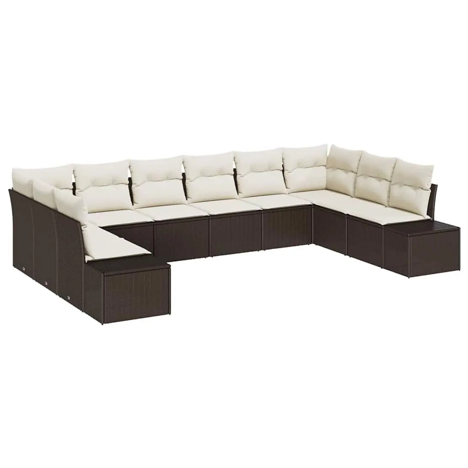 vidaXL Gartensofa-set mit Kissen 10-Tlg Braun und Creme Poly-Rattan 3355907 günstig online kaufen