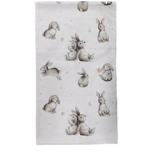 Beiger Boltze Tischläufer Knuffi mit Hasenmuster, 40x140 cm, ideal für Tischdekoration.