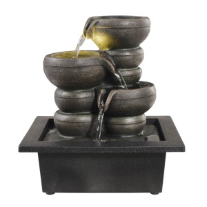 Marelida Kaskaden-Tischbrunnen Mit LED Beleuchtung H25cm Zimmerbrunnen Innen Und Außen