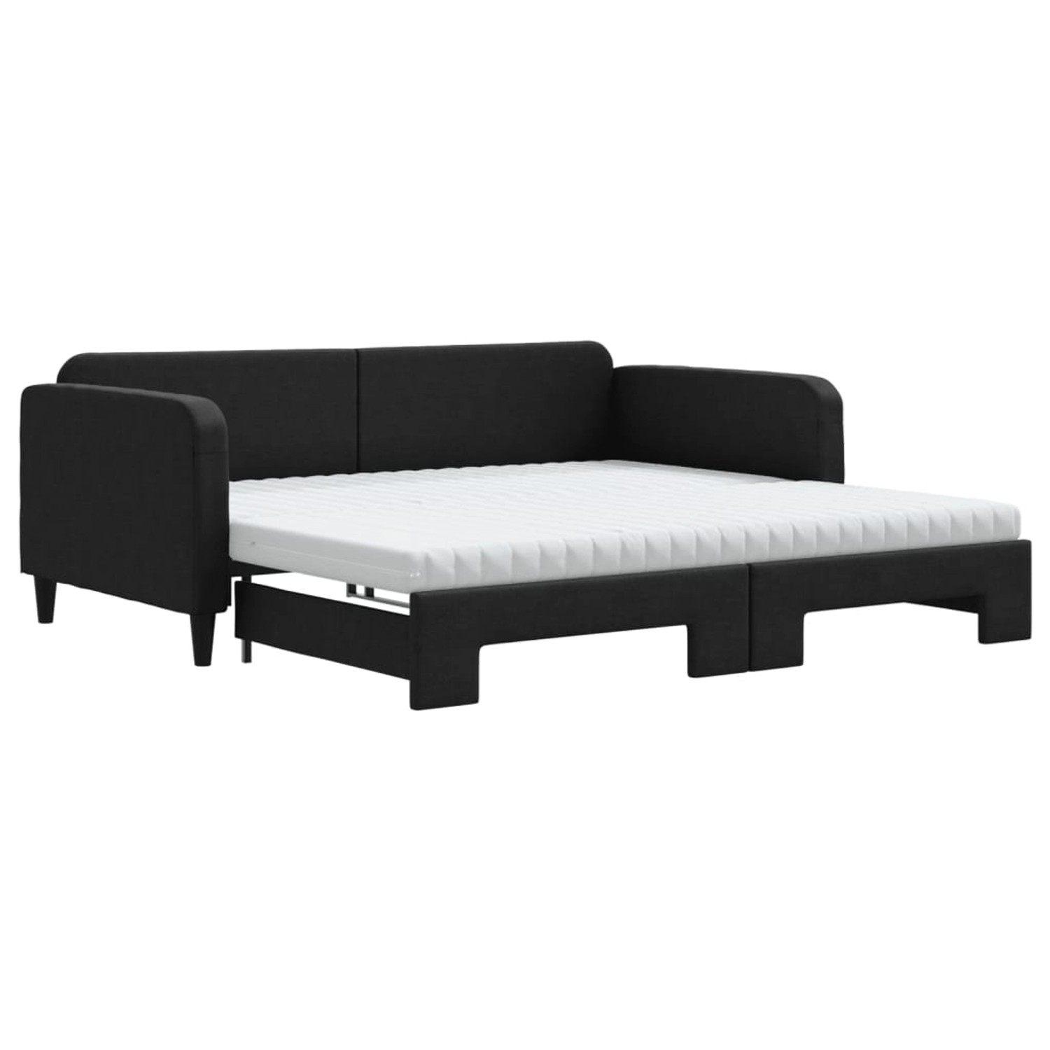 vidaXL Tagesbett Ausziehbar mit Matratzen Schwarz 100x200 cm Stoff1885854