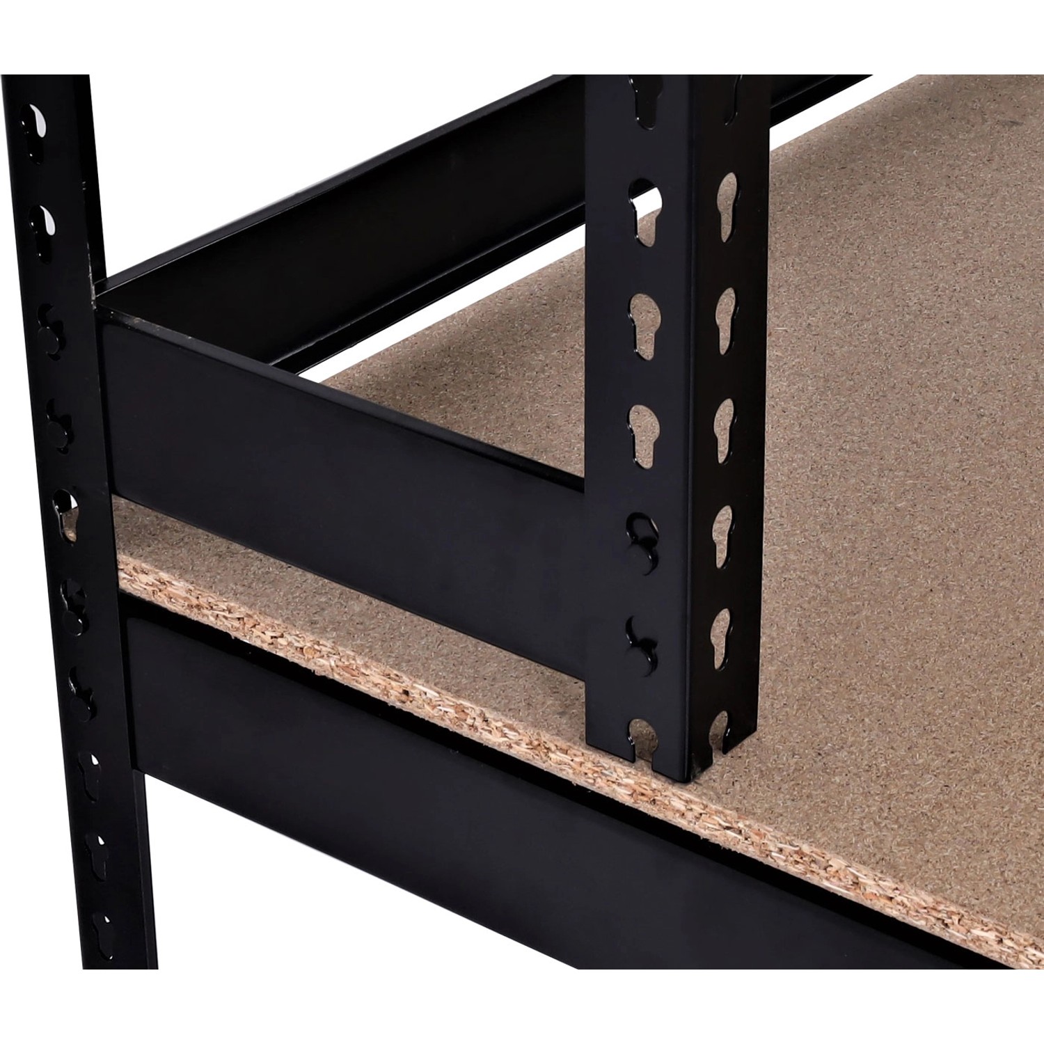 Detailansicht: Schwarzes MCW Packstation J84 Wandregal aus Stahl mit Ablage.