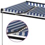 vidaXL Markise, blau-weiß gestreift, mit LED-Beleuchtung. Ideal für Terrasse & Garten.