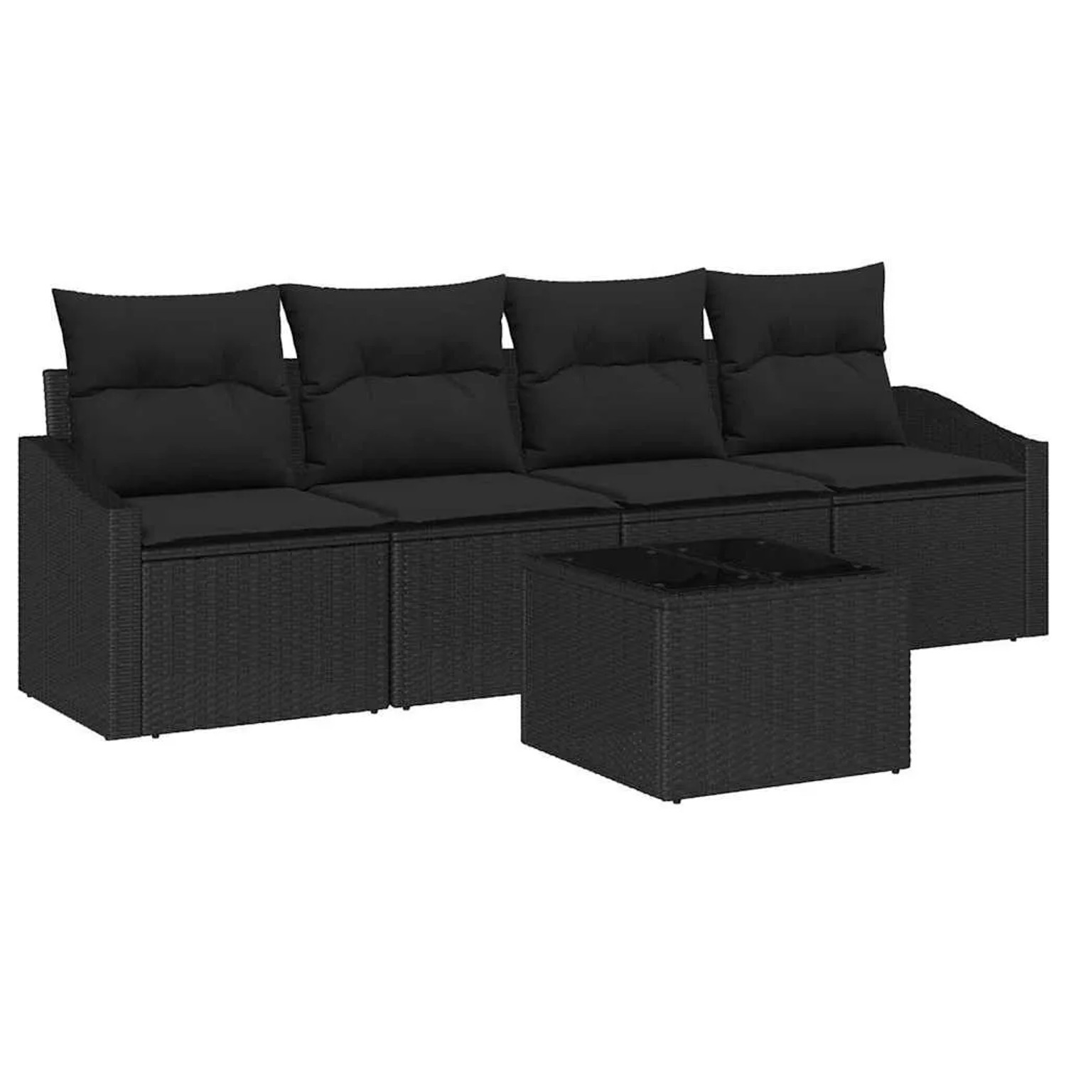 vidaXL Sofa Set mit Kissen mit Speicher 5-Tlg Schwarz Poly-Rattan 3355262 günstig online kaufen