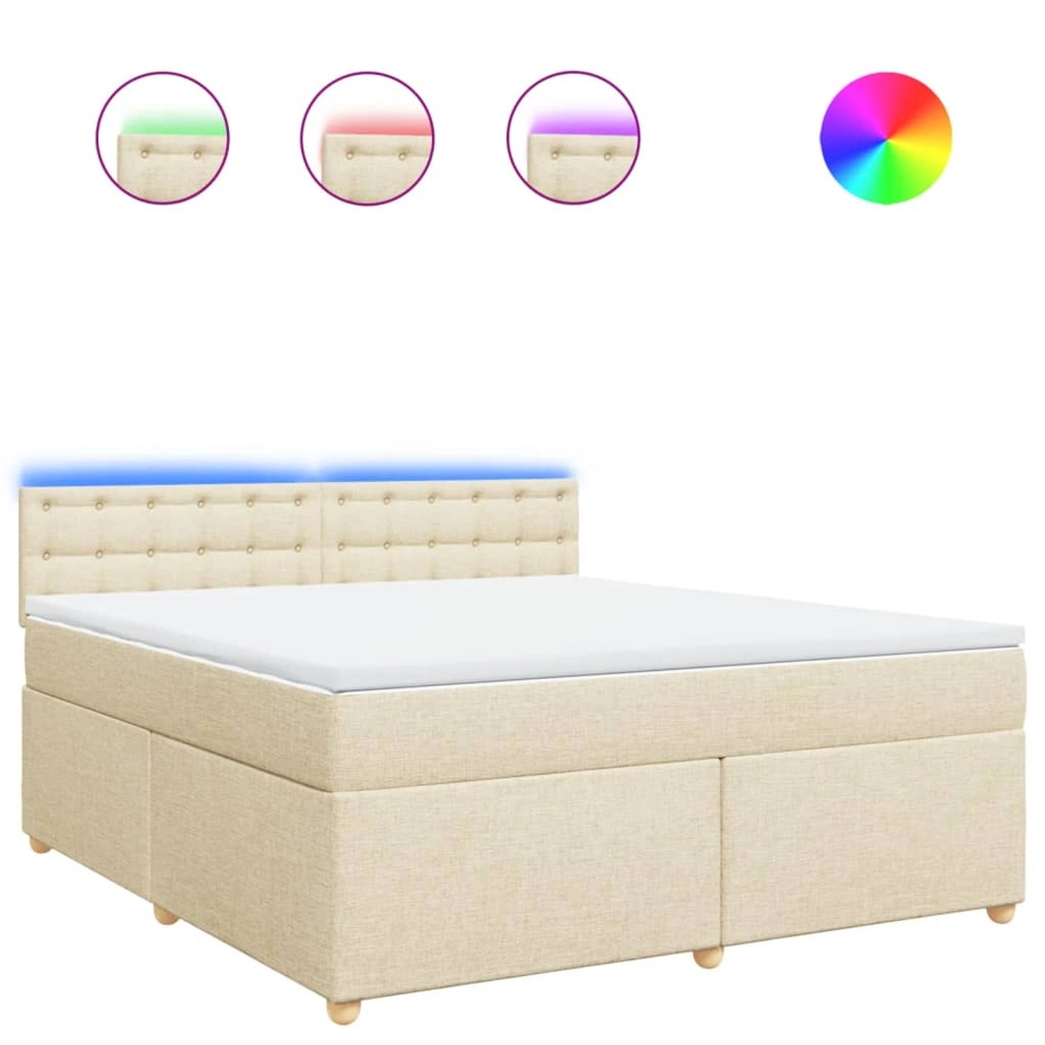 vidaXL Boxspringbett mit Matratze Creme 180x200 cm Stoff 3289078 günstig online kaufen