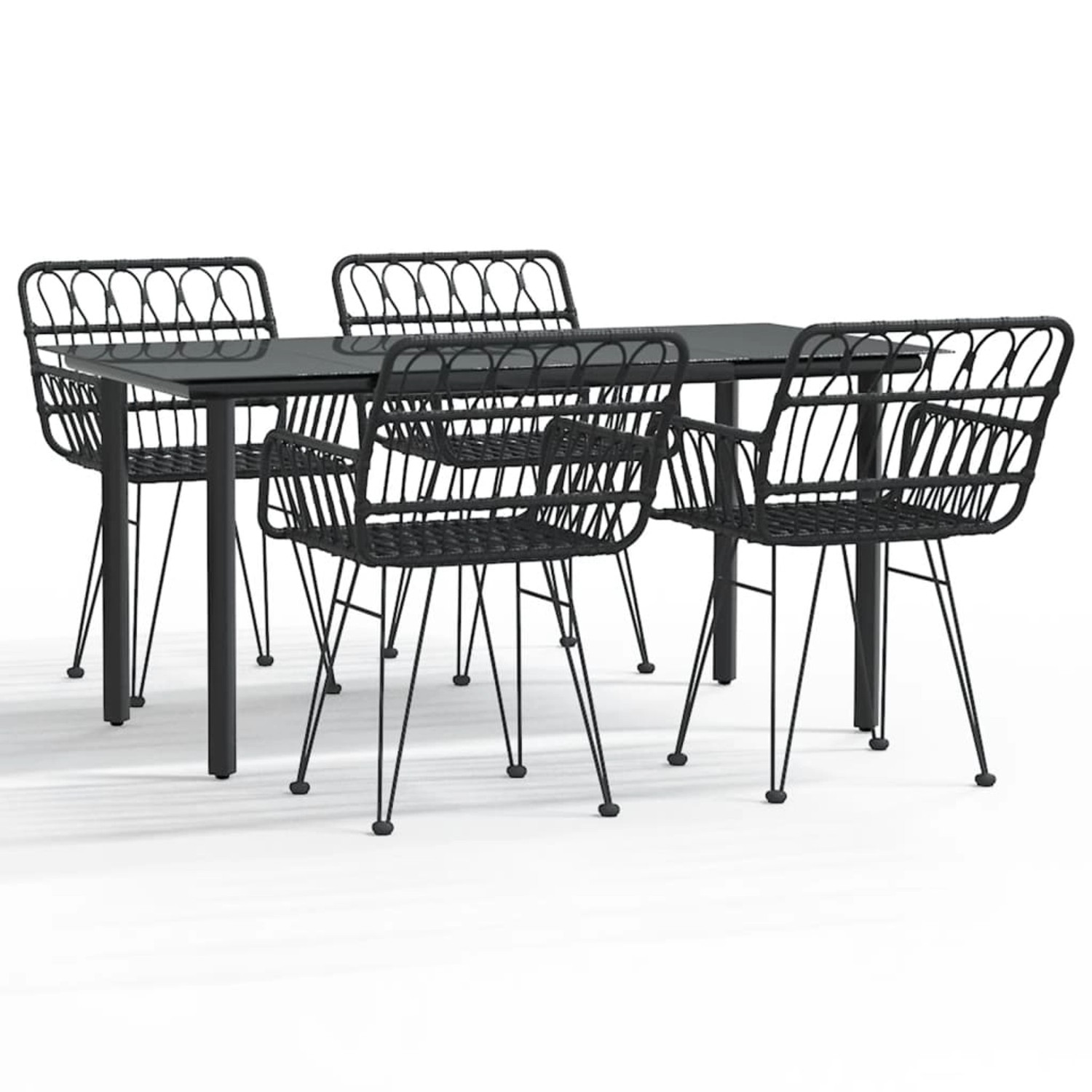 vidaXL 5-Tlg Garten-Essgruppe Schwarz Poly Rattan 3157869