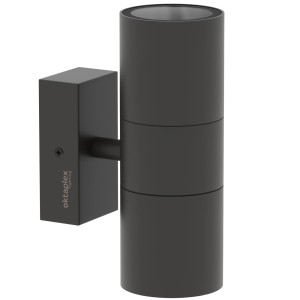Oktaplex Chile Außenwandleuchte, Edelstahl, anthrazit, 2x GU10 Fassung, IP44. Moderne Wandlampe für den Außenbereich.