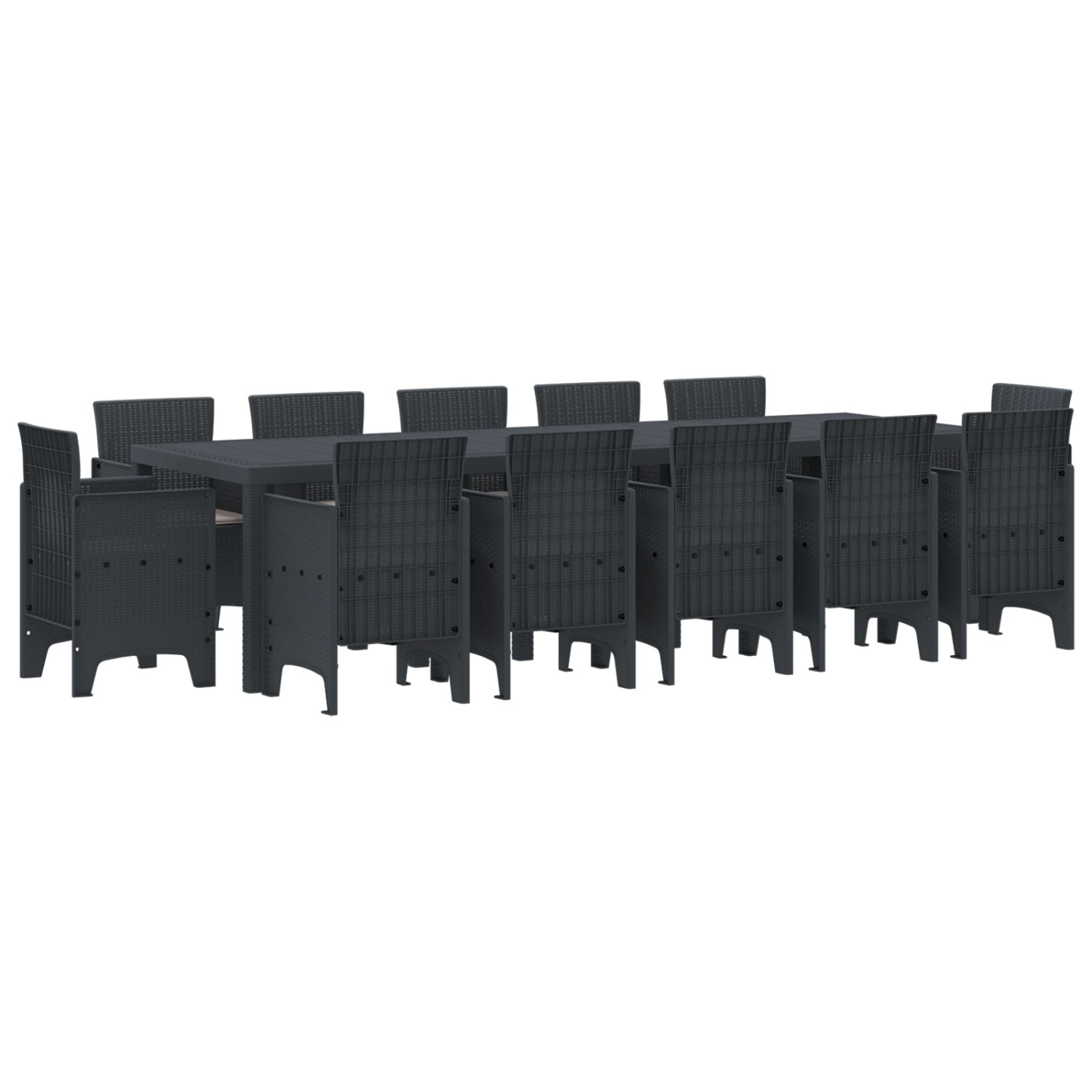 vidaXL 13-Teilige Garten Essgruppe mit Kissen Anthrazit Poly-Rattan 3378613