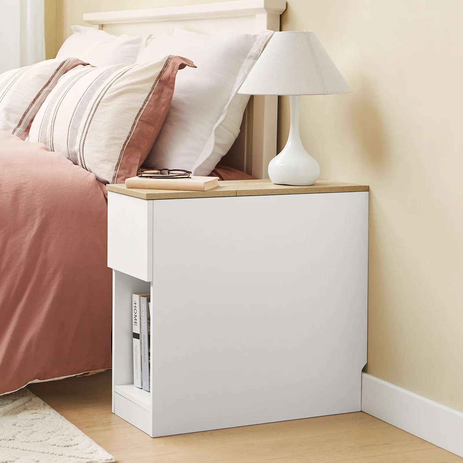SoBuy Nachttisch Weiß FBT162-WN 25 cm breit 3 Fächer kaufen bei OBI