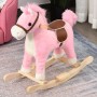 Rosa HOMCOM Schaukelpferd mit Sattel und Haltegriffen für Kinder.