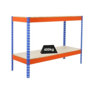 PROREGAL Schwerlastregal Mini Wood Yeti, blau-orange, 90x120x60 cm, Fachlast 400 kg.