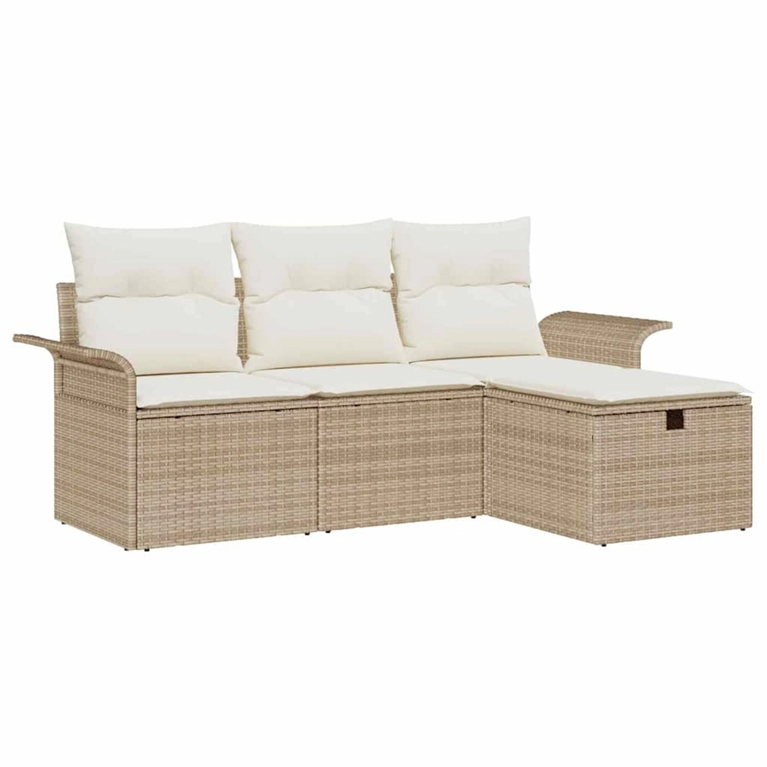 vidaXL Garten-Sofa-Set mit Kissen mit Speicher 4-Tlg Beige Poly Rattan 3360 günstig online kaufen
