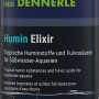 Dennerle Humin Elixier Wasseraufbereiter 250 ml für Aquarien. Schwarze Flasche mit tropischen Fischen und Huminstoff-Illustration.