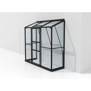 Vitavia Ida 1300 Anlehngewächshaus, schwarz, 1,3 m², mit Aluminiumrahmen und Sicherheitsglas.