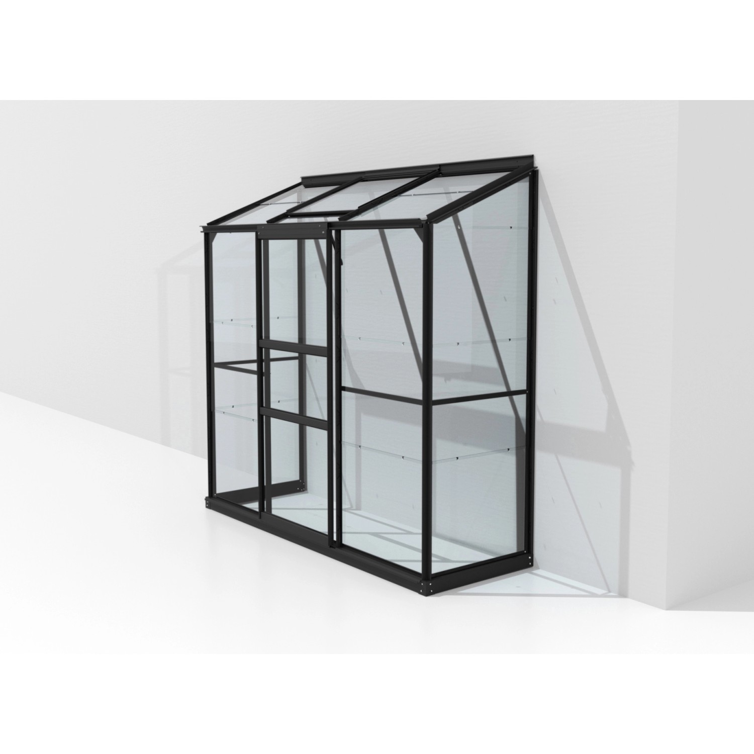 Vitavia Anlehn-Gewächshaus Ida 1300 ESG 3 mm Schwarz 192,8 x 182,3 x 68,8 cm