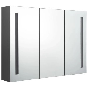 vidaXL LED-Spiegelschrank fürs Bad 89x14x62 cm Grau 326527