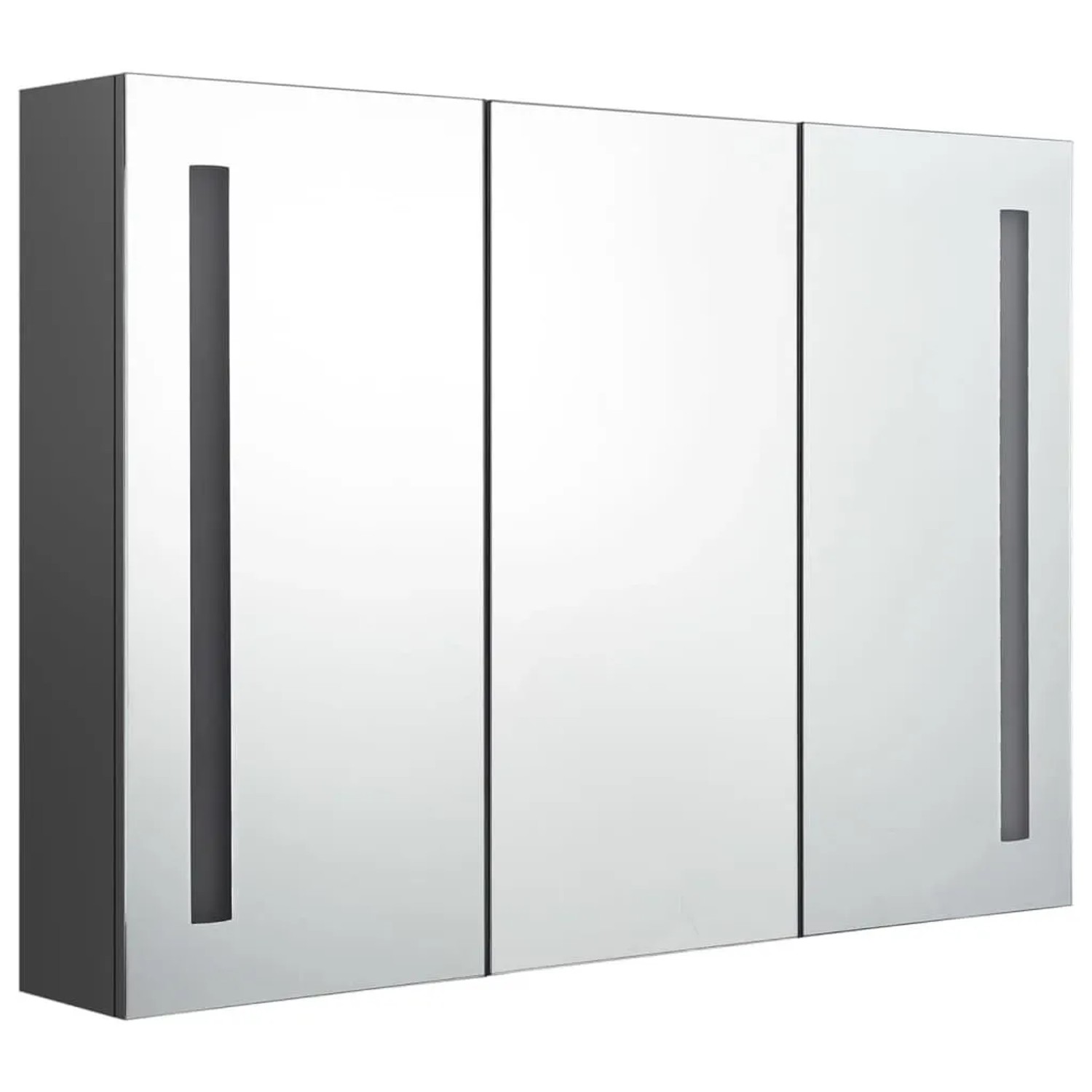 vidaXL LED-Spiegelschrank fürs Bad 89x14x62 cm Grau 326527