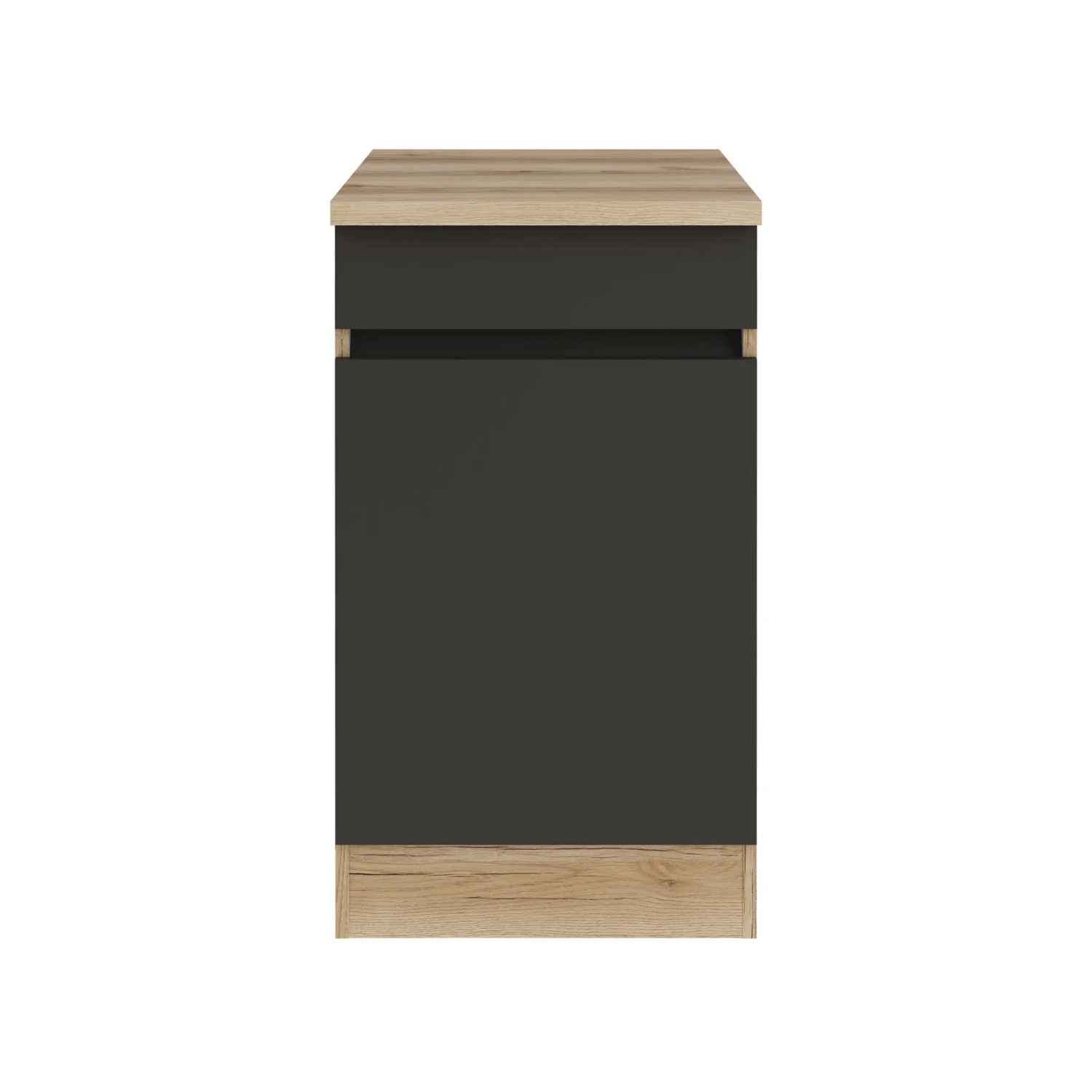 Optifit Unterschrank Noah420, 50 cm breit, Anthrazit/Wildeiche Dekor, mit Schublade und Tür.
