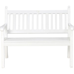 Weiße 2-Sitzer Gartenbank Hohenzollern aus Kunststoff, 115 cm breit.