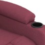 Detailansicht Relaxsessel, weinroter Stoff, Getränkehalter am Armteil.