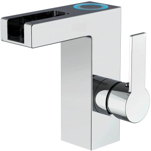 Schütte LED Waschtischarmatur Orinoco Chrom mit Schwallauslauf und LED-Temperaturanzeige.