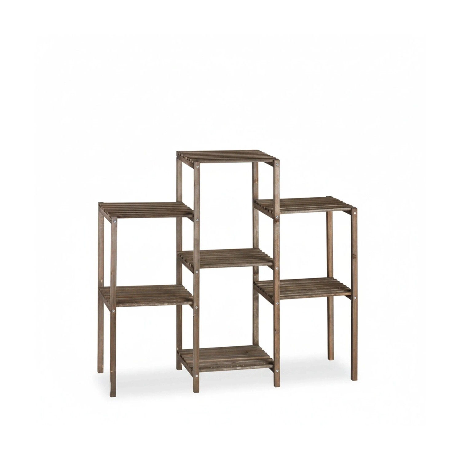 Relaxdays Blumenregal Tannenholz Dunkelbraun Freistehend 86 cm x 95 cm x 29 cm 2,9 kg