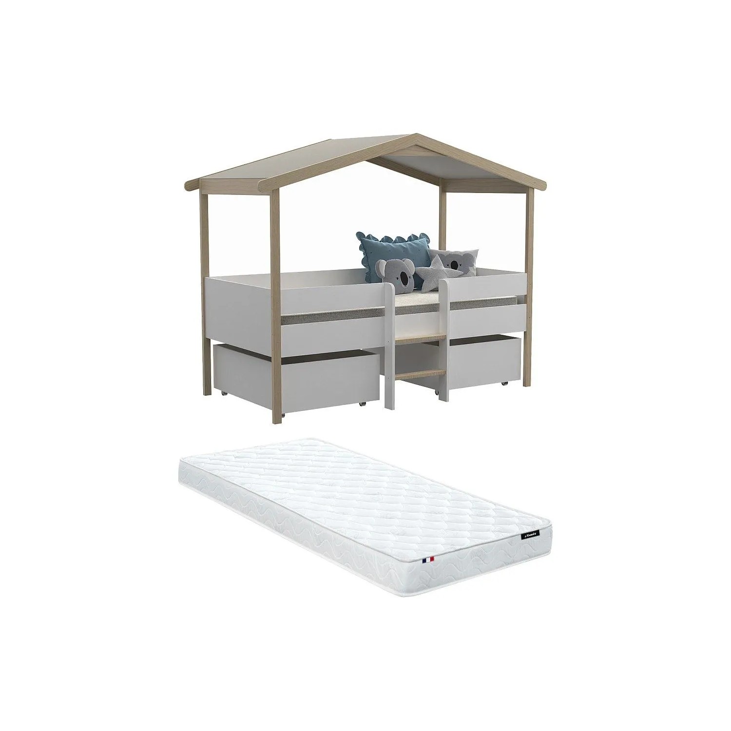 Vente-unique Hausbett Sarosi Naturfarben Hell  Weiß 213.5 cm