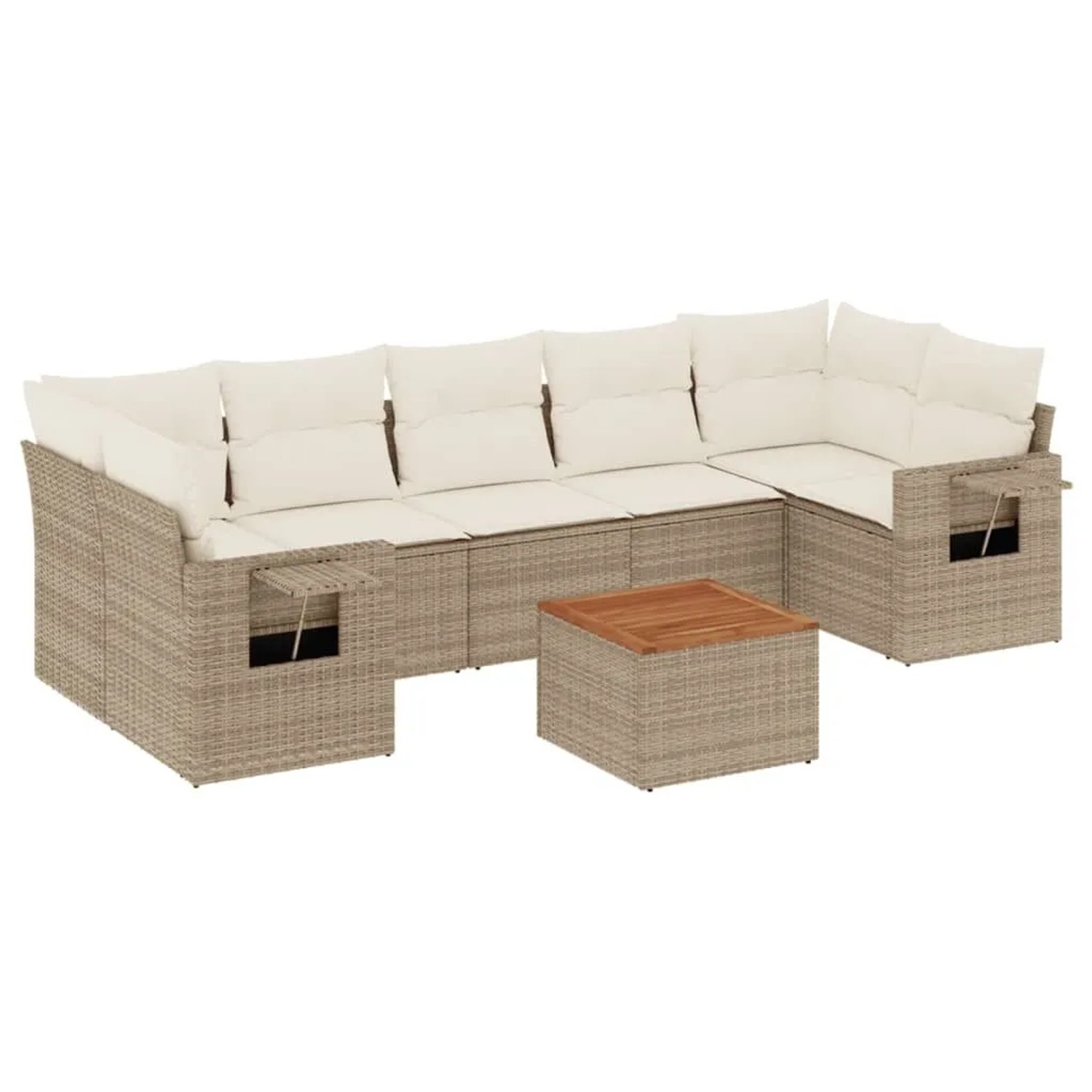 vidaXL 8-Tlg Garten-Sofagarnitur mit Kissen Beige Poly Rattan 3224476 günstig online kaufen