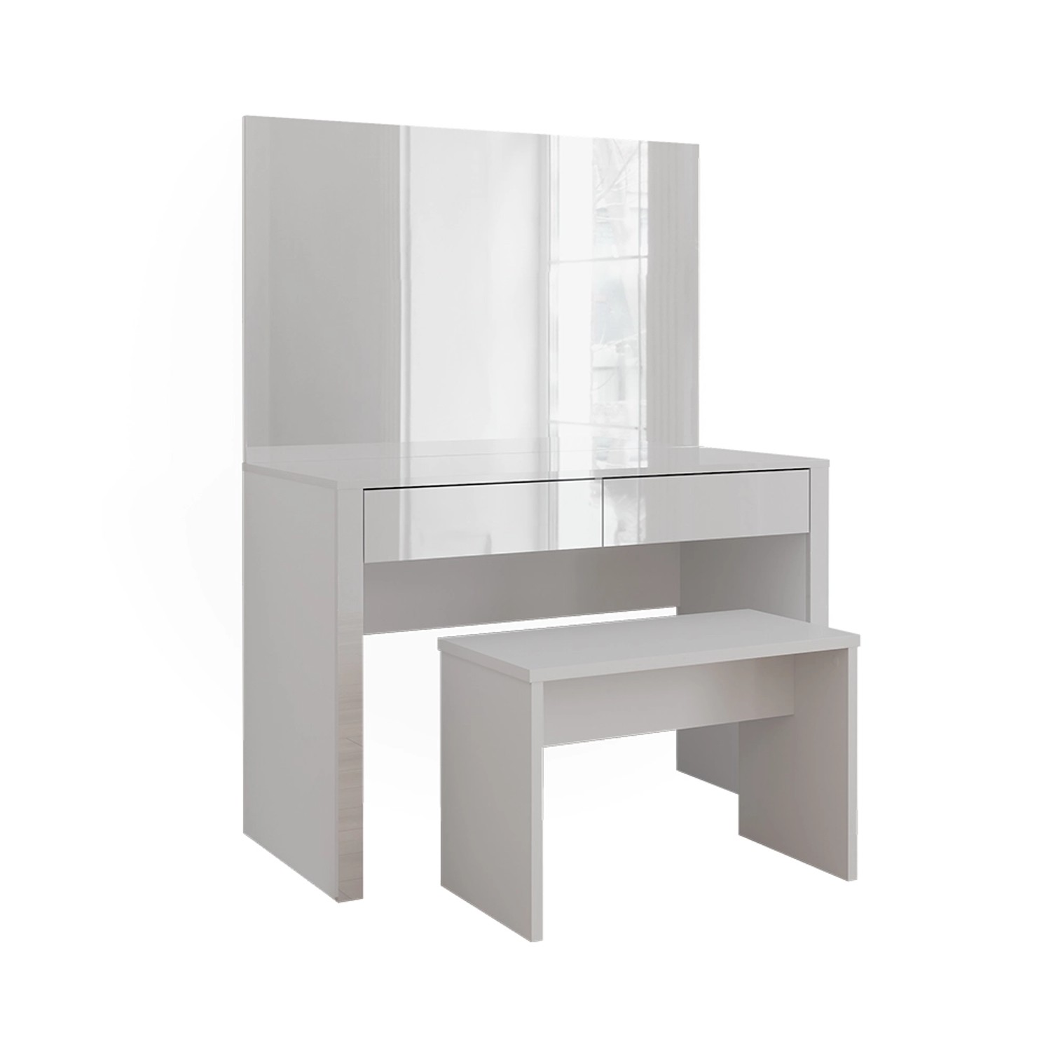 Vicco Schminktisch Annabelle Weiß Hochglanz/Weiß 110 cm mit Spiegel und Ban günstig online kaufen