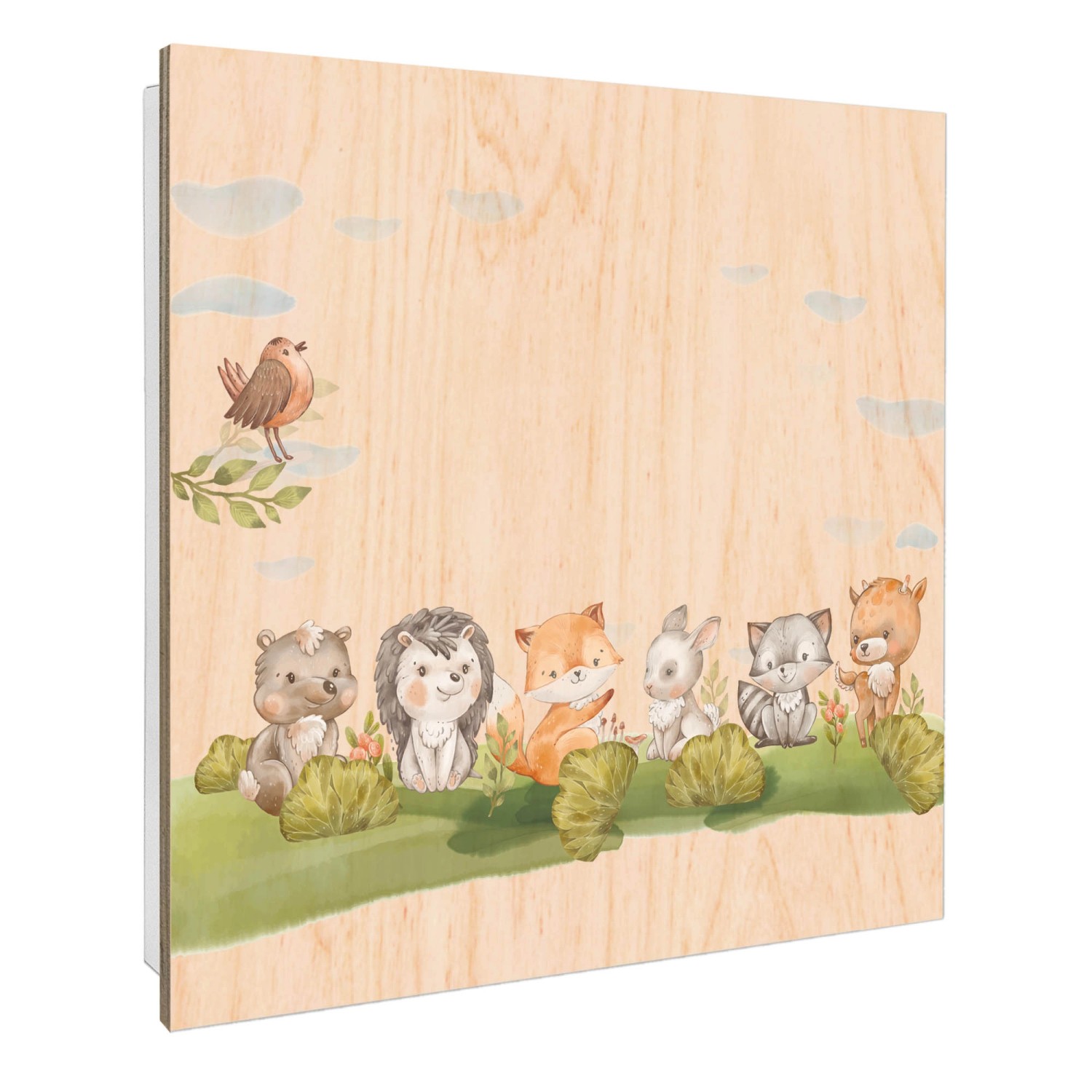 Banjado Schlüsselkasten mit Holzfront 30x30cm Weiß Scharnier Links 50 Haken günstig online kaufen