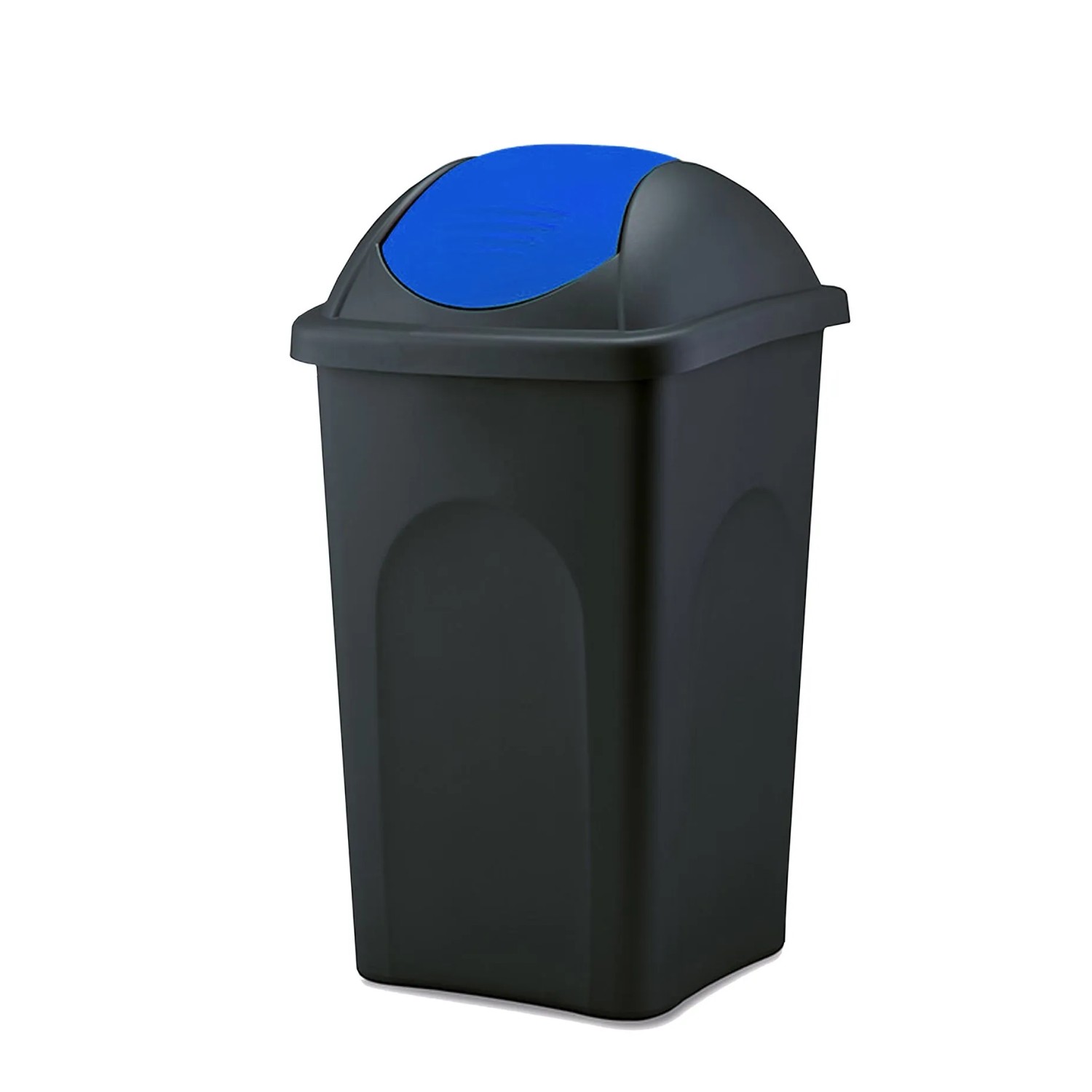 BigDean Mülleimer Groß 60L Schwarz mit Schwingdeckel Blau aus Kunststoff Müllsammler Abfalleimer Mülltonne Abfallbehälter Made in Italy