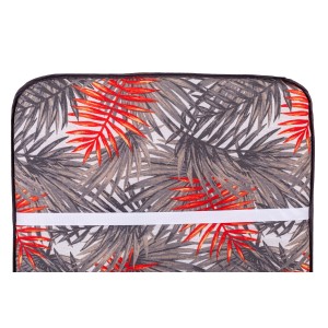 HVI Saumauflage Hochlehner Engels M217, 116x44 cm, mit tropischem Blätter-Design in Grau und Rot.