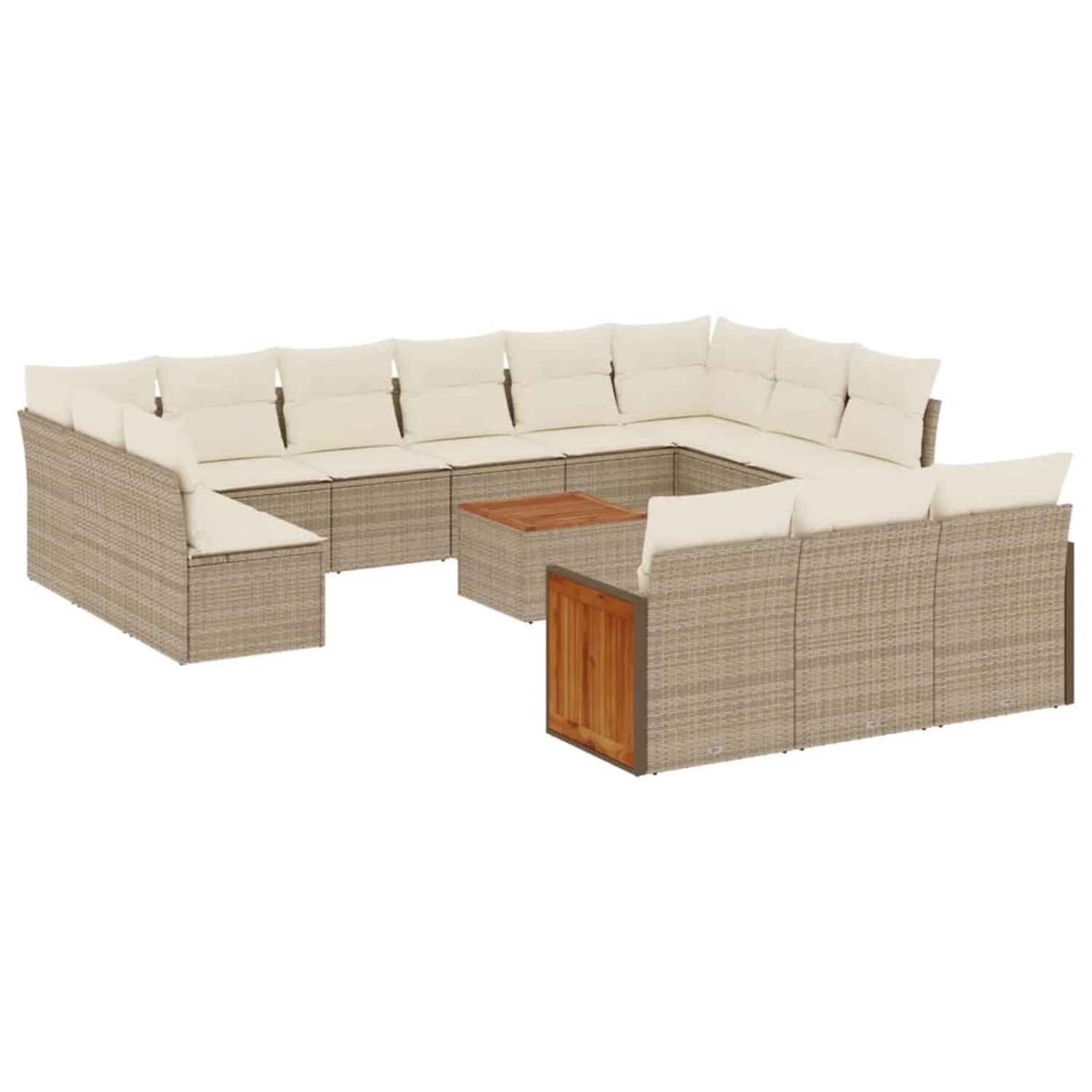 vidaXL 14-Tlg Garten-Sofagarnitur mit Kissen Beige Poly Rattan 3228144 günstig online kaufen