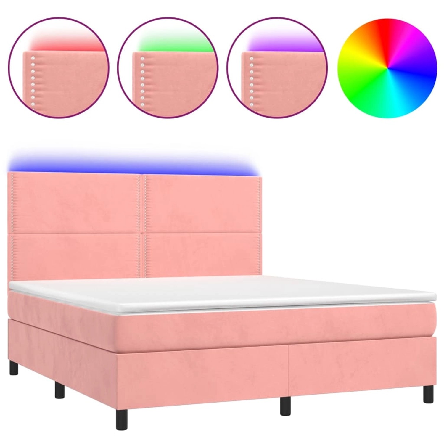 vidaXL Boxspringbett mit Matratze & LED Rosa 180x200 cm Samt 3136082 günstig online kaufen
