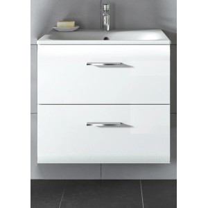 Hängender, weißer Hochglanz Inn.Furn Waschtisch mit Waschbecken, 60 cm breit.